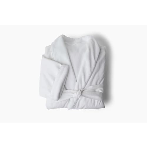 BOKSER Luven Bathrobe, Polyester Blend, Plush Lining, 48" L, White